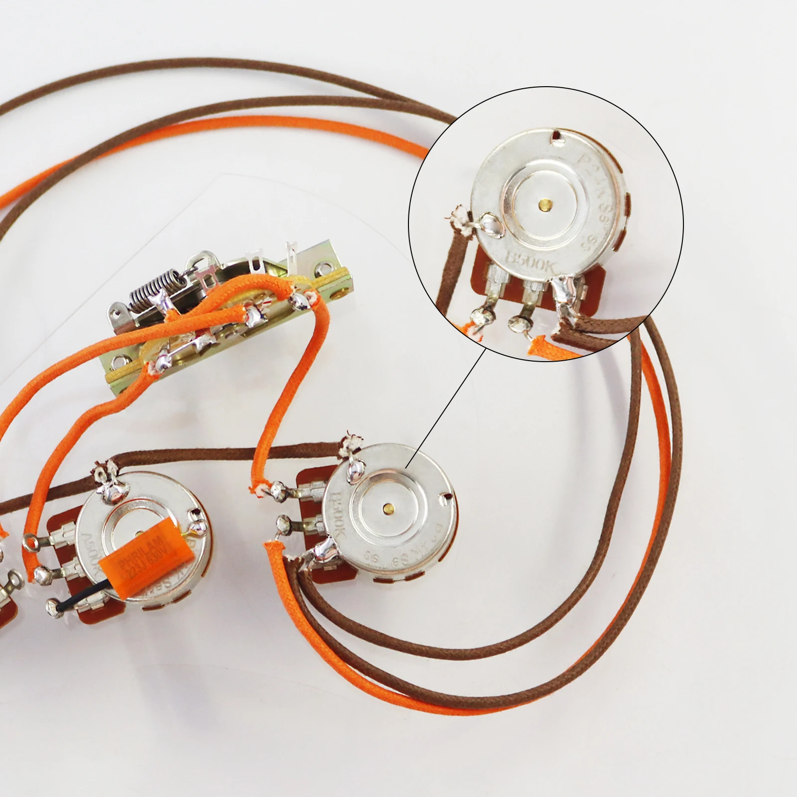 مجموعة أسلاك قياسية للجيتار الكهربائي HSS ترقية مجموعة أسلاك DIY للجيتار الكهربائي ST/SQ HSS، مع حجم واحد/2 نغمة 5 سرعات ميكانيكية #3