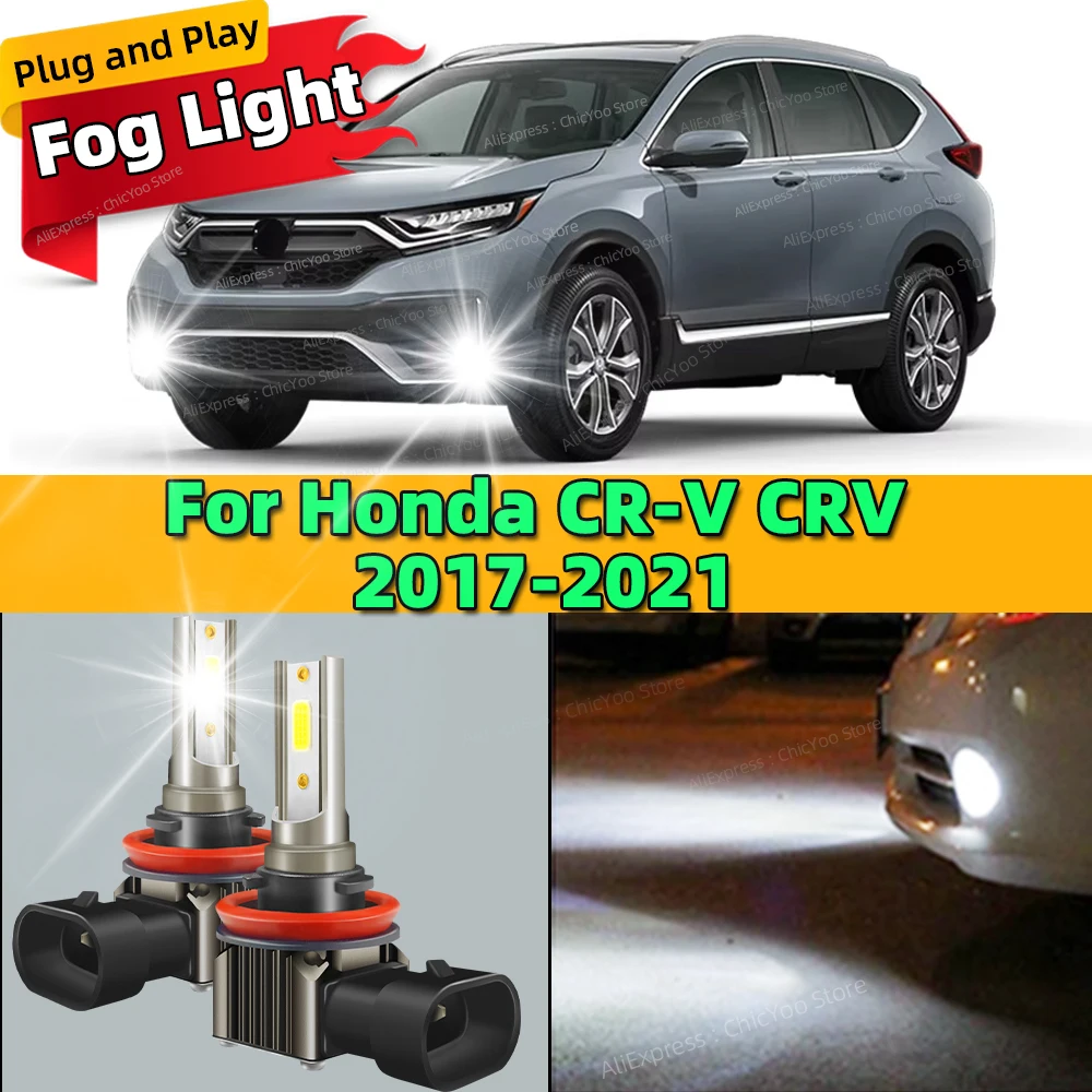 2Pcs LED Fog Lamp Bulbs Front Fog Light Accessories Canbus 6000K For Honda CR-V CRV 2017 2018 2019 2020 2021 Plug and Play