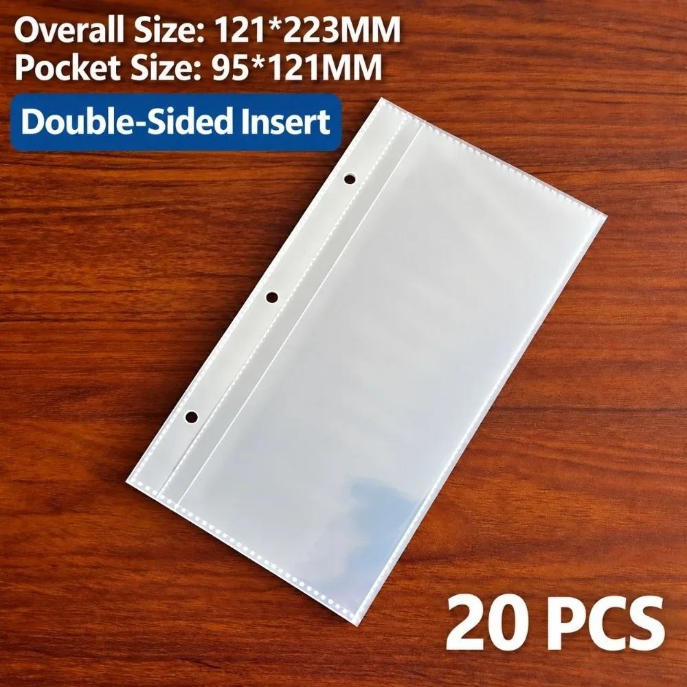 Easy Insert A6 Card Sleeves Double Sided 3 Holes Binder Insert Transparent Card Page Album Refill