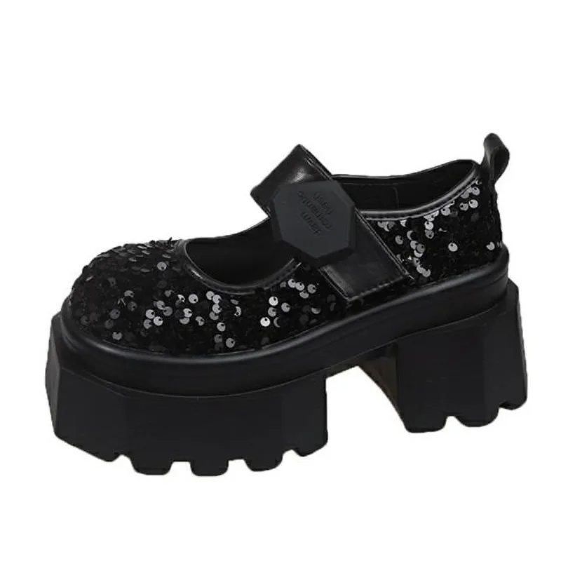 

Женская кожаная обувь на высокой платформе 8 см, новые весенние кроссовки на массивном каблуке, женские блестящие металлические лоферы на шнуровке, женская прогулочная обувь