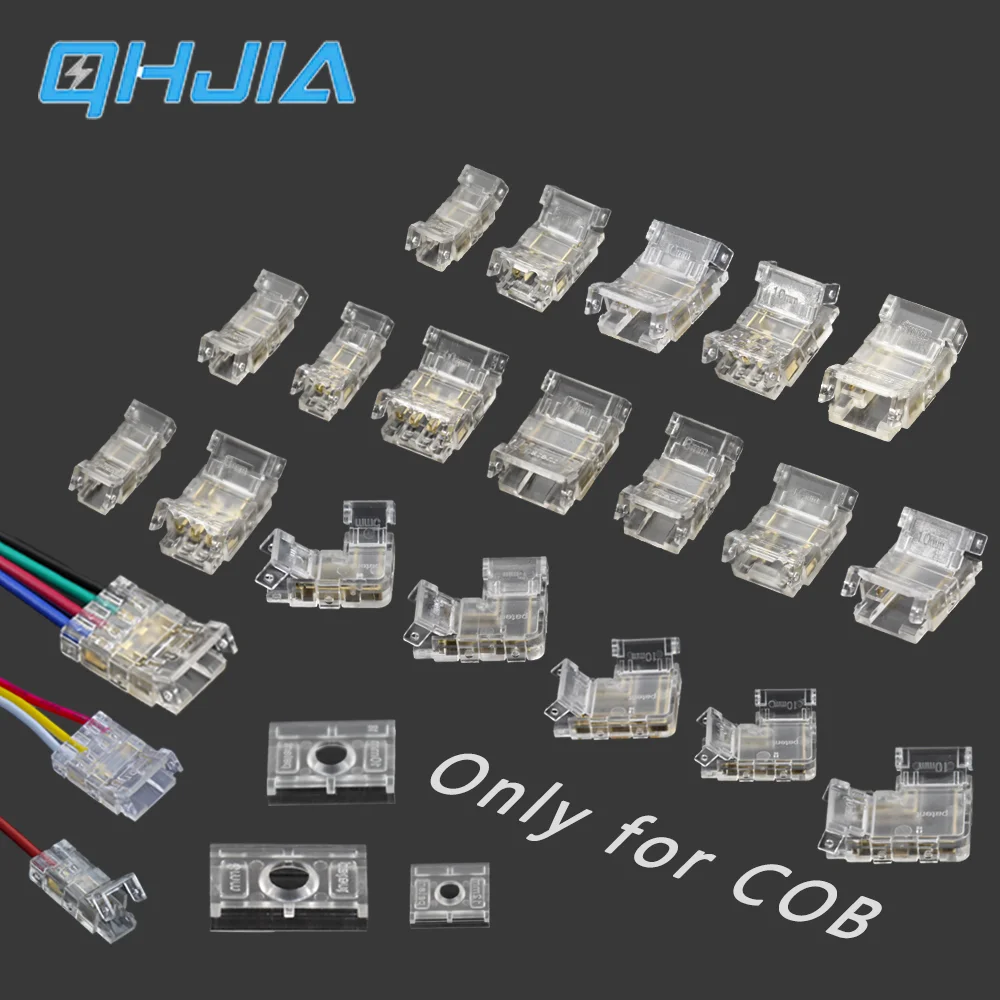 Solderless Mini Clip COB LED Connector 2/3/4 Pin - Tool-Free Snap 12V 24V COB Strip No Dark Area Stable Durable Quick