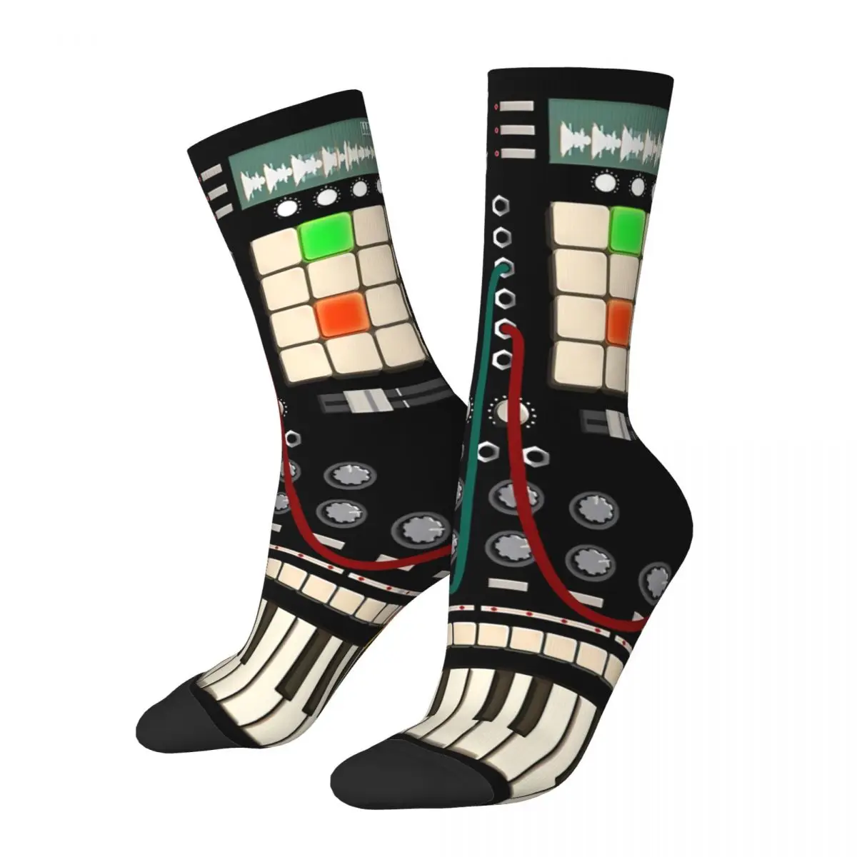 

Funny Happy Men's Socks Producer And Electronic Vintage Harajuku Music Notes Hip Hop Casual Crew Crazy Sock Gift Pattern Printed