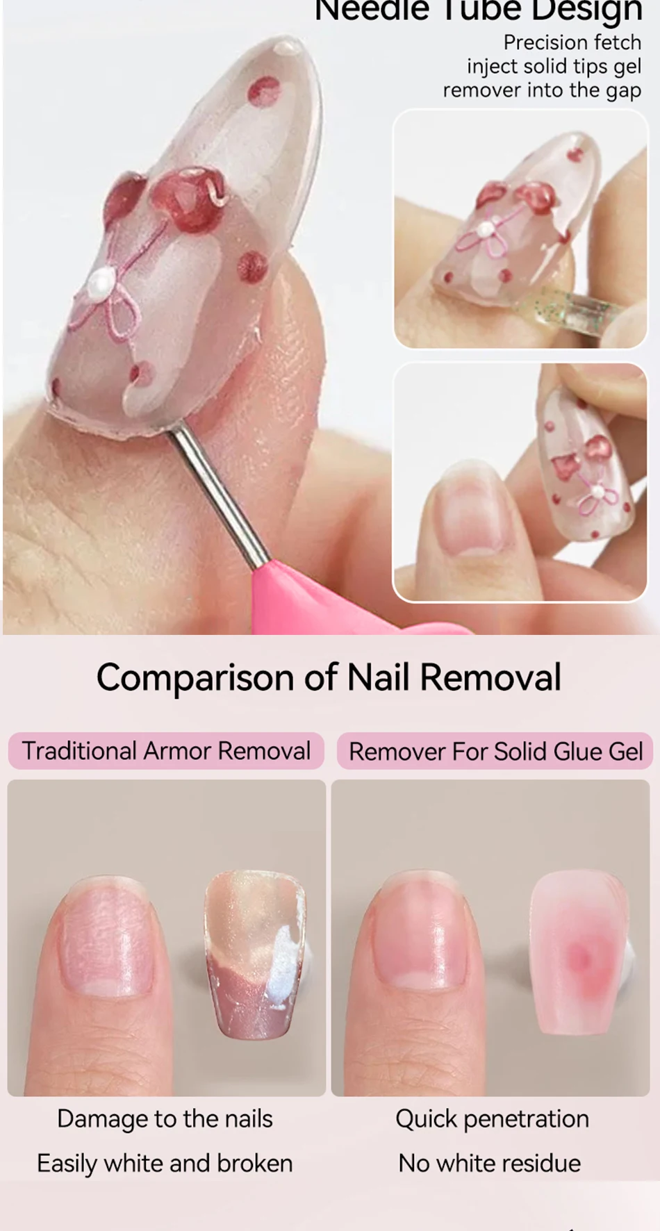 UR SUGAR 15ml Remover For Solid Tips Gel False Nail Tips Solid Adhesives Gel Remover Press On Nails Gel Fake Tips Remover Tools