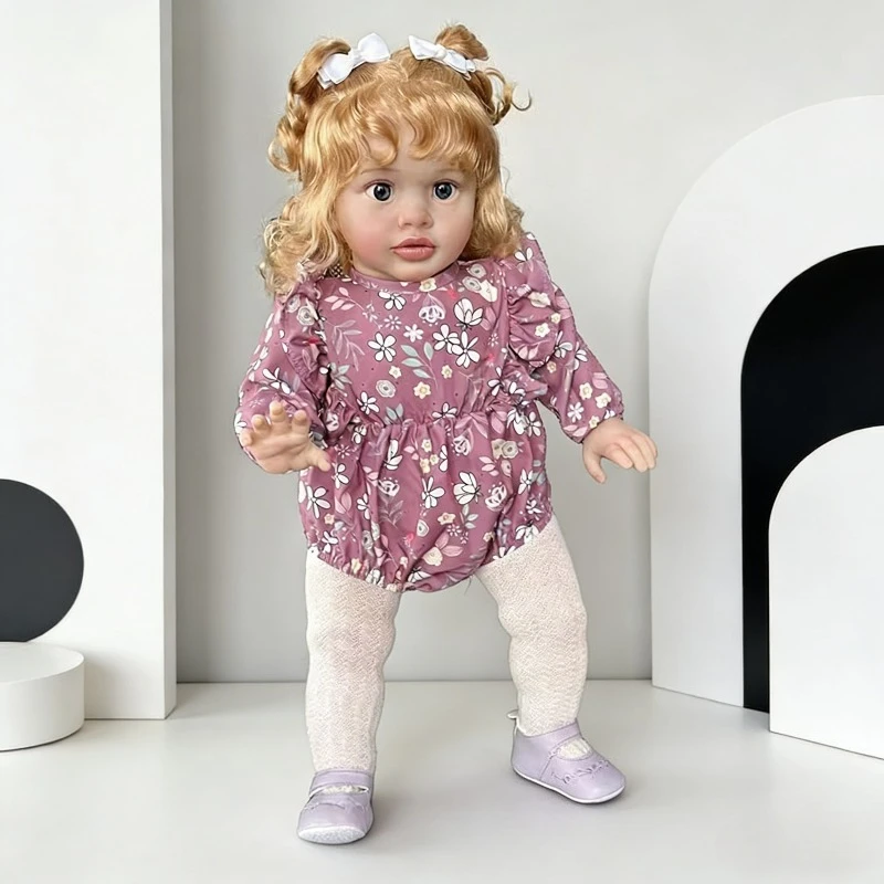 

66CM Pippa Toddler Girl 3 Month Baby Size Hand-Detailed Painting 3D Skin Tone Hand Rooted Blonde Curly Hair