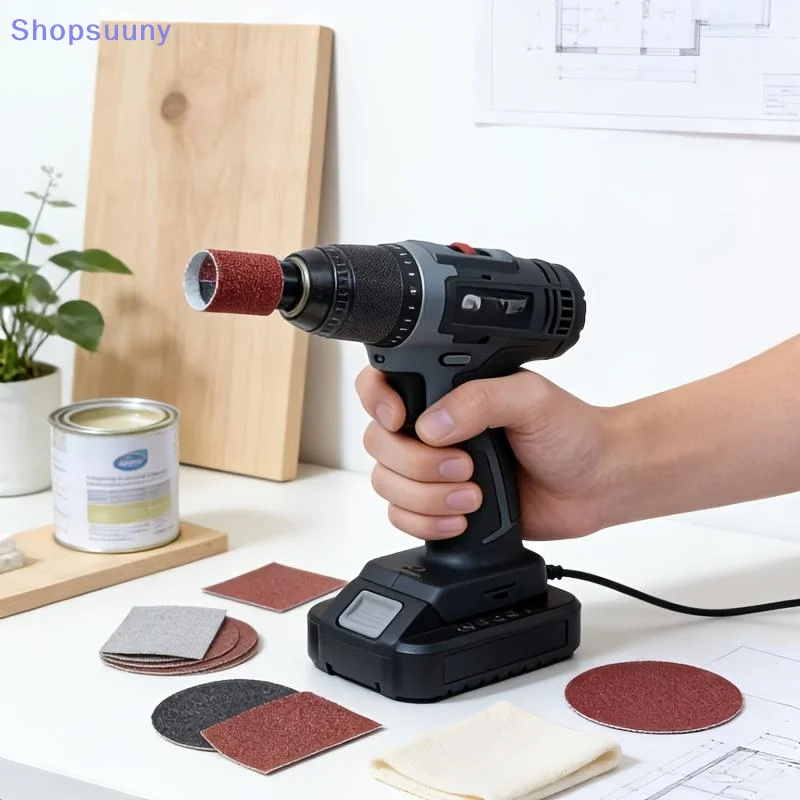 [SU]3Pc Screwdriver Grinding Head Drill Sanding Attachment With Wear Resistant Abrasive Pad For Woodworking Metal Grinding DIY