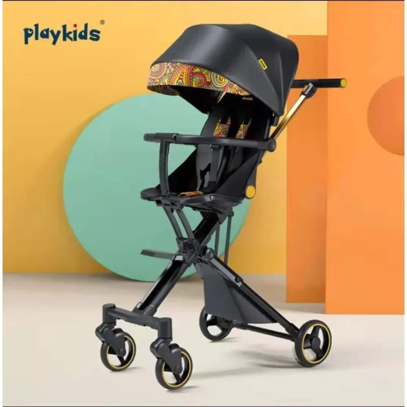 Playkids Proco X6-3 Baby Stroller Can Sit and Lie Light Folding Trolley High-view Baby Stroller  Baby Strollers