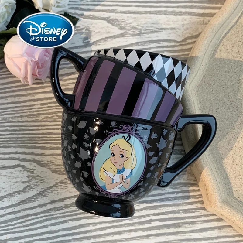 Disney Cartoon Alice In Wonderland Three-Layer 500ML Coffee Milk Cup Alice Collection Creative Mugs Handle Kid Ceramic Water Cup