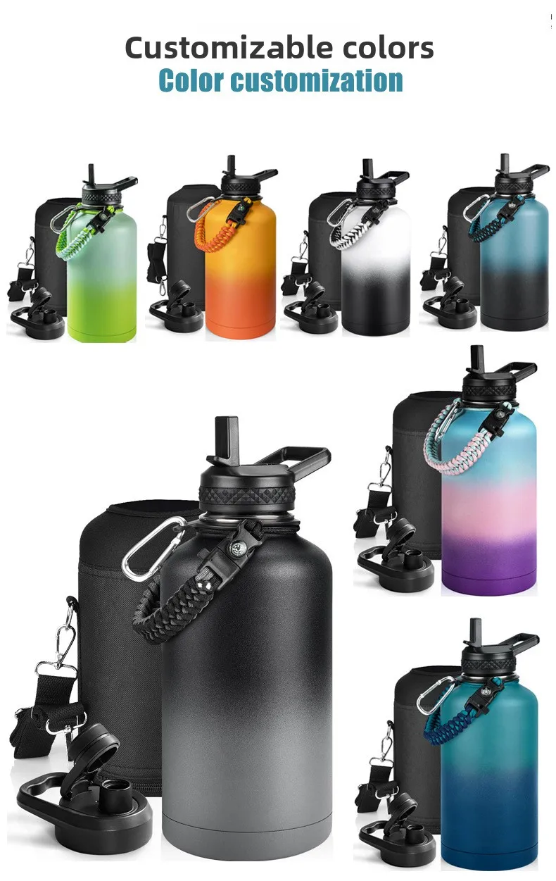 64oz Stainless Stain Vacuum Thermal Water Bottle Large Capacity Outdoor Sports Portable 12-24 Hours Insulation
