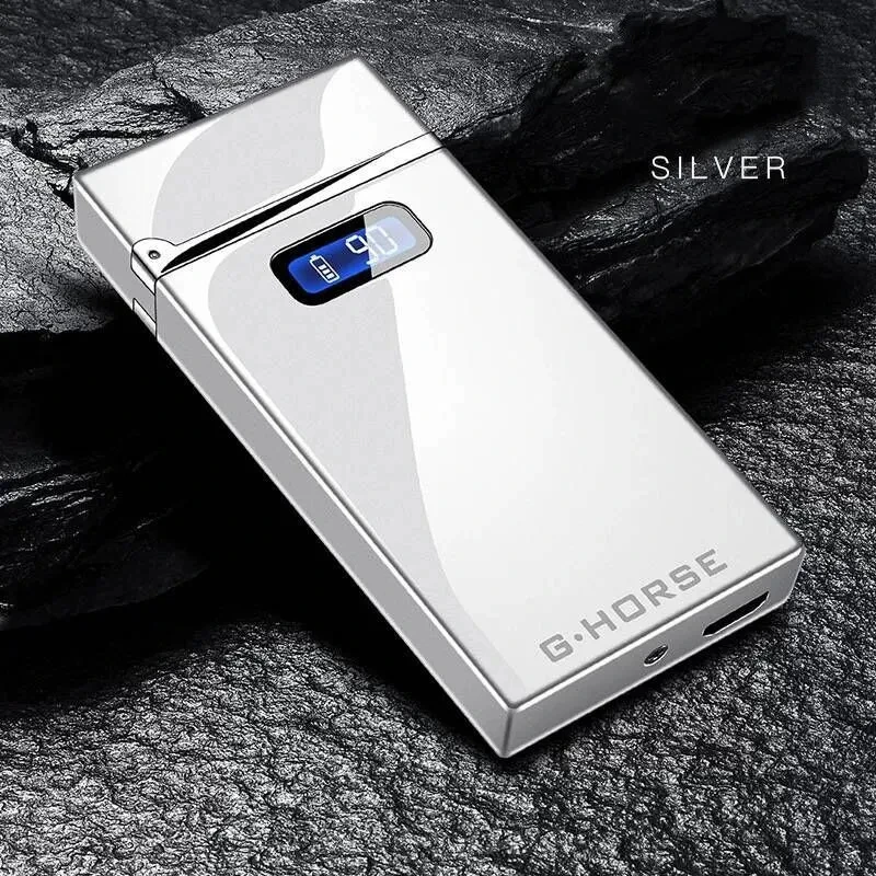 Electric Double Arc Intelligent Digital Power Display Lighter USB Plasma Charging Pulse Cigarette Lighter For Men Gift