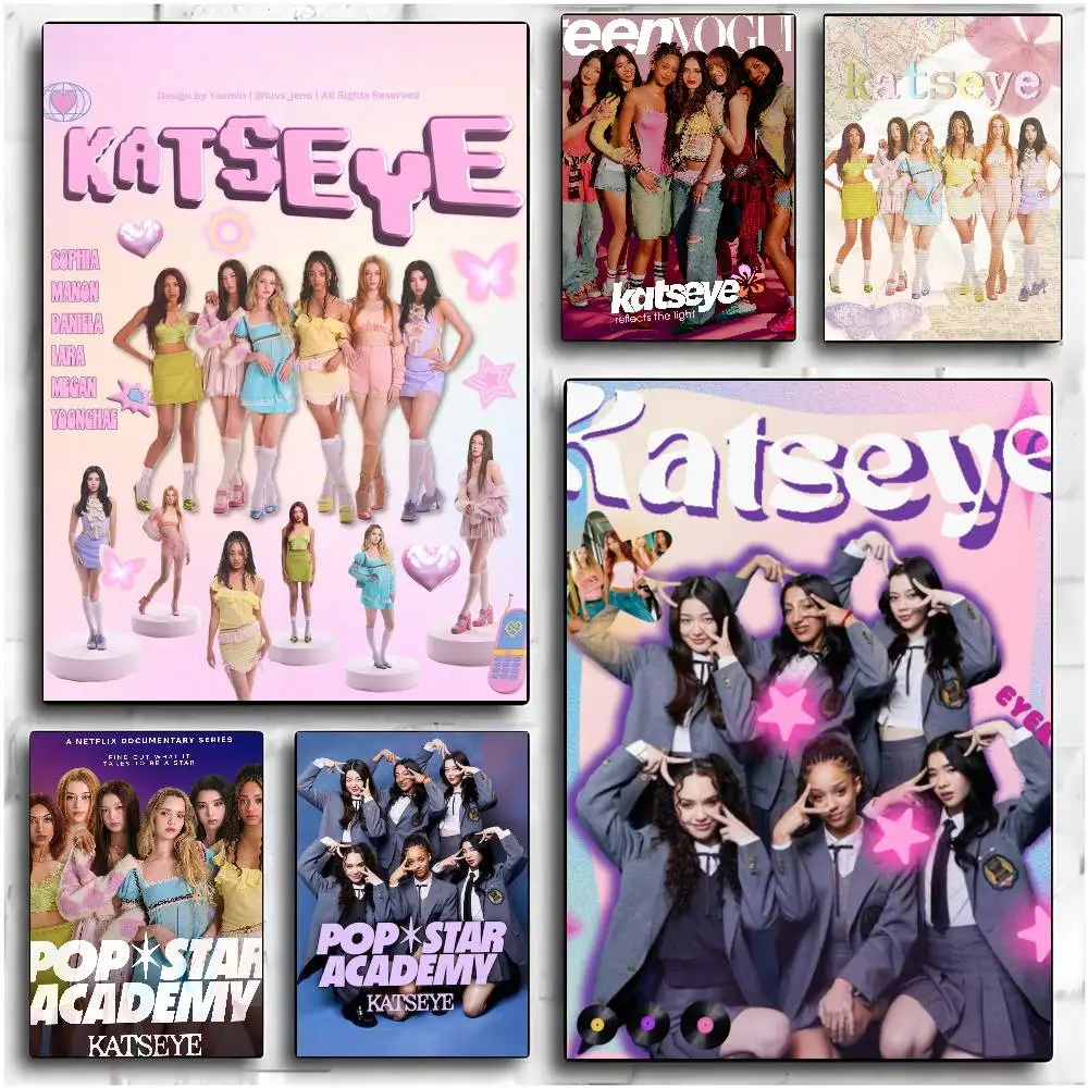 Korea kpop band K-Katseye Poster HD art sticky wall waterproof home living room bedroom bar aesthetic decoration