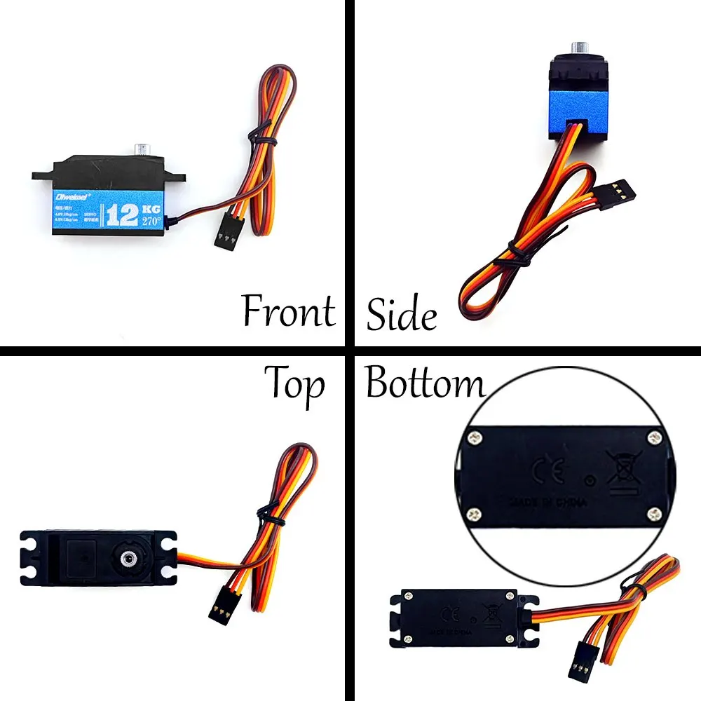 Engranaje de metal servo digital de 12 kg 180/270 grados, alto par para helicóptero de brazo de robot de coche RC