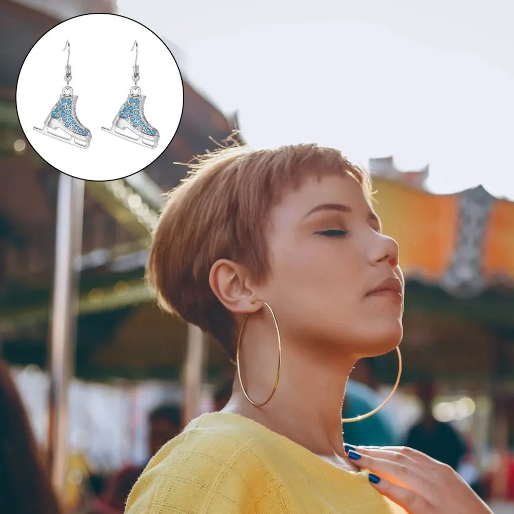 

1Pair Sports Dangle Earrings for Women Rhinestone Skating Jewelry Comfortable Alloy Material Not Easy to Fade Ideal for Gift and