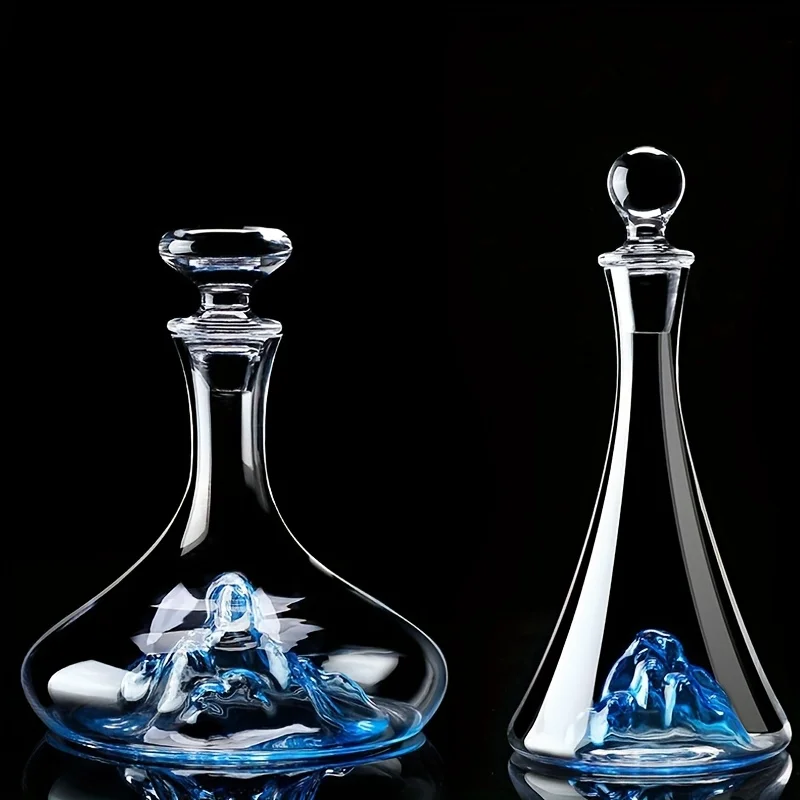 Creative Red Wine Decanter Blue Iceberg Mountain Handcrafted Crystal Glass Red Wine Carafe Elegant Glass Bottle Perfect Gifts