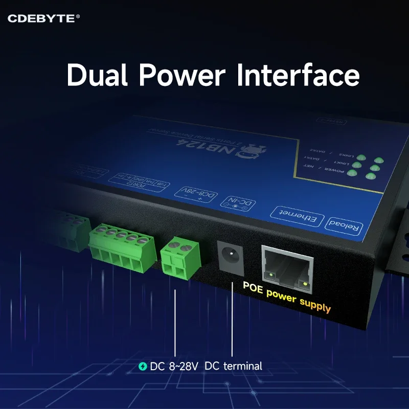 Imagem -05 - Cdebyte Rs485 Rs232 Rs422 para Servidor Serial Ethernet Canais Nb124es Tcp Udp Mqtt Http Modbus Gateway Tcp-rtu Verdog 828v