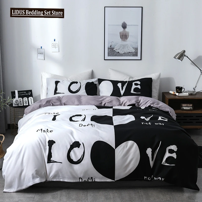 

Love Heart Duvet Cover Set Romantic Theme Heart Shaped Comforter Cover King Full Size For Kid Couple Lover Polyester Bedding Set