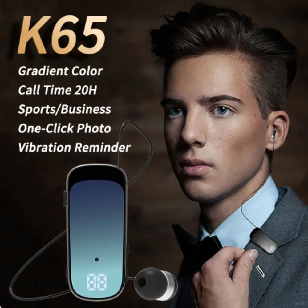 Бизнес-наушники K65 K55, петличный бизнес, Bluetooth 5,2, время разговора/прослушивания музыки 20 часов, цифровой дисплей, беспроводная гарнитура с шумоподавлением