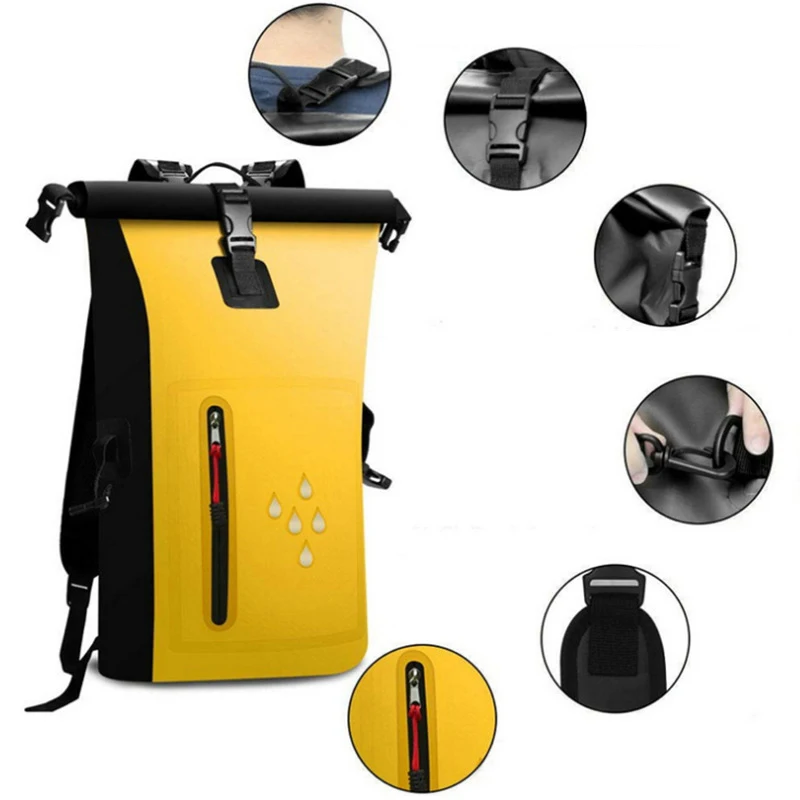 25L Outdoor PVC Waterproof Swimming Bag Large Capacity Camping Water Dry Bag Backpack Airtight Ocean Pack Paddle Bag Men Women