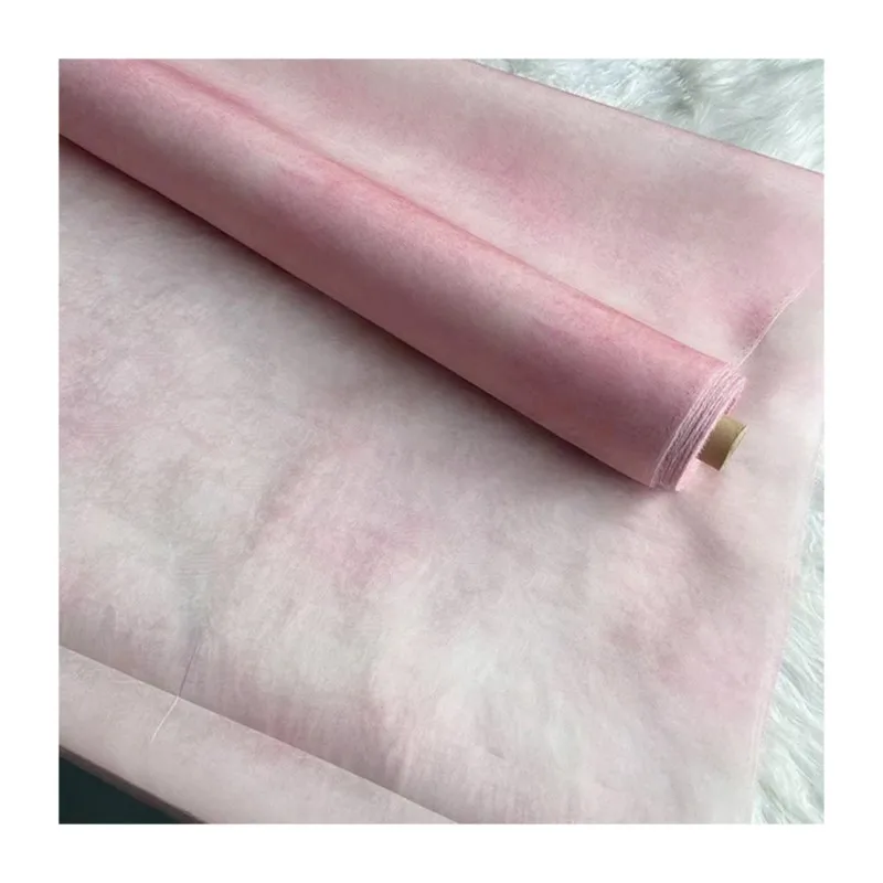 New Chinese-style clothing with grass-dyed jacquard silk and organ-satin fabric for the face skirt gauze hard made of