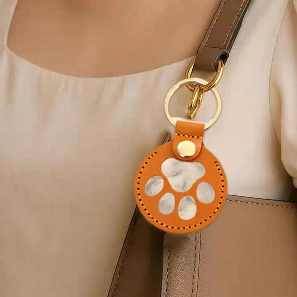 1 Uds. Funda de cuero para almacenamiento de pelo de mascotas de estilo japonés, colgante de llave conmemorativa para gato y perro, tarjeta de identificación con nombre DIY creativa