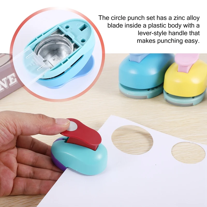 Circle Paper Punch, 5 PCS Circle Punches For Paper Crafts, 5 Different Size Circle Hole Punch,Random Colors