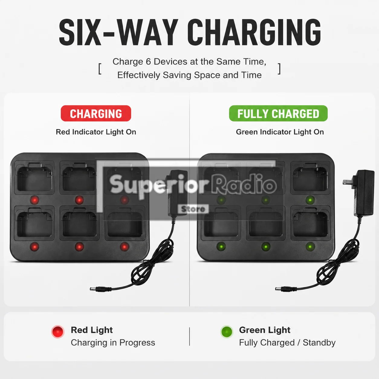6 Units Desktop Charger for Quansheng UV-K5 UV-K5(8) UV-K6 UV-5R Plus Two Radio Multiple Six Way Charge Dock Station Accessories