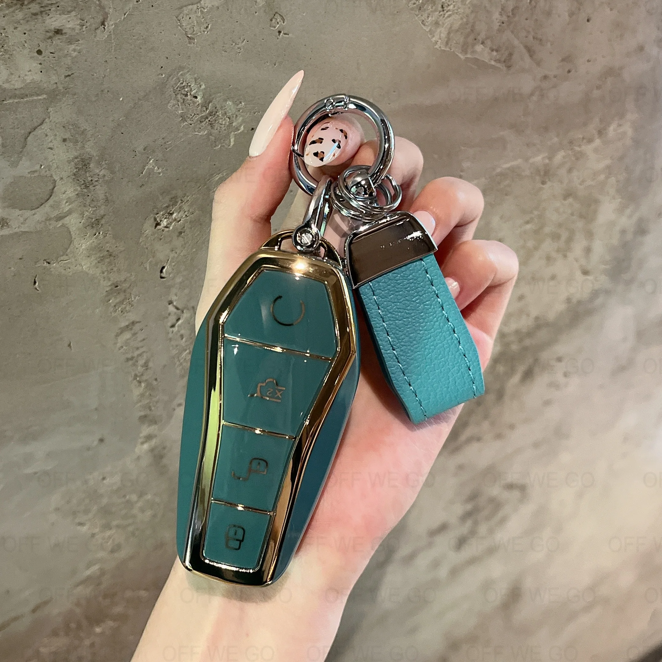 Autoschlüssel-Hülle Passend für BYD Han Ev Tang Dm, 4-Tasten Leder-Schlüsselhülle Smart Key-Gehäuse mit Schlüsselanhänger – Detail 5