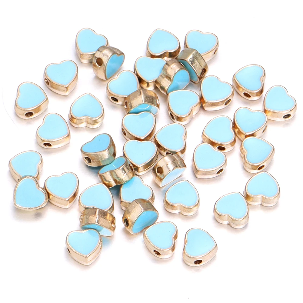 10 Stück/Lot 8mm Legierungs-Doppelseitige Herz-Emaille-Perlen für Schmuckherstellung, Charms, Lose Zwischenperlen, DIY Armband Halskette – Detail 7