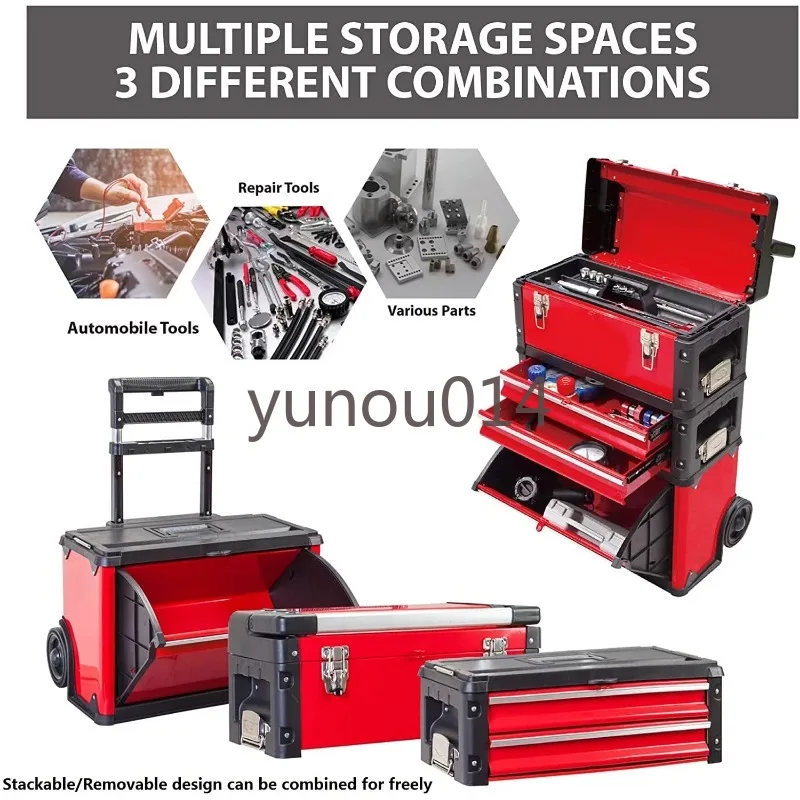 Big Red Portable Garage Tool Box, 3 Drawers
