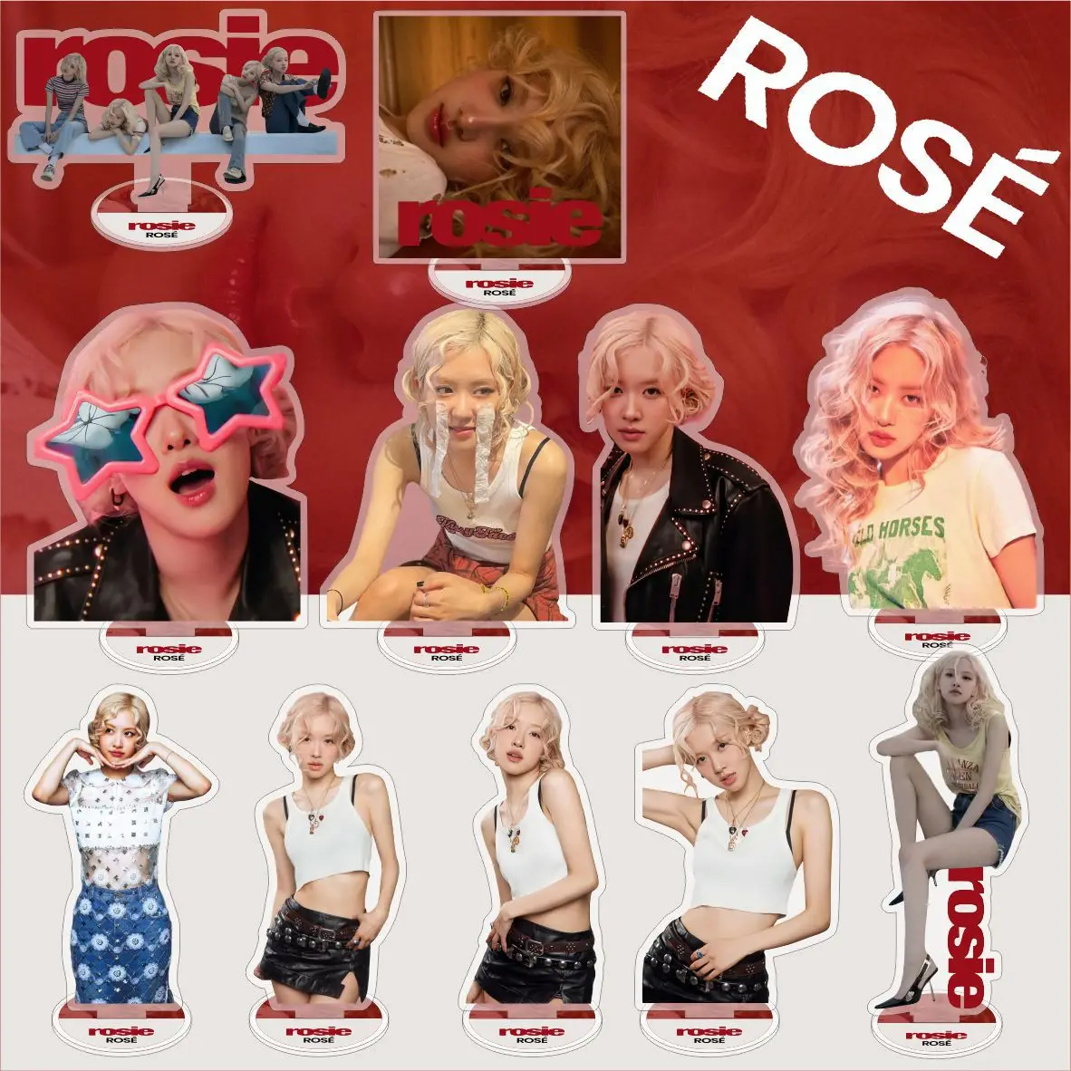 Kpop ROSE New Song APT Acrylic Double-sided Standing Figure Fans Collection Transparent Exquisite Desktop Ornament Decoration