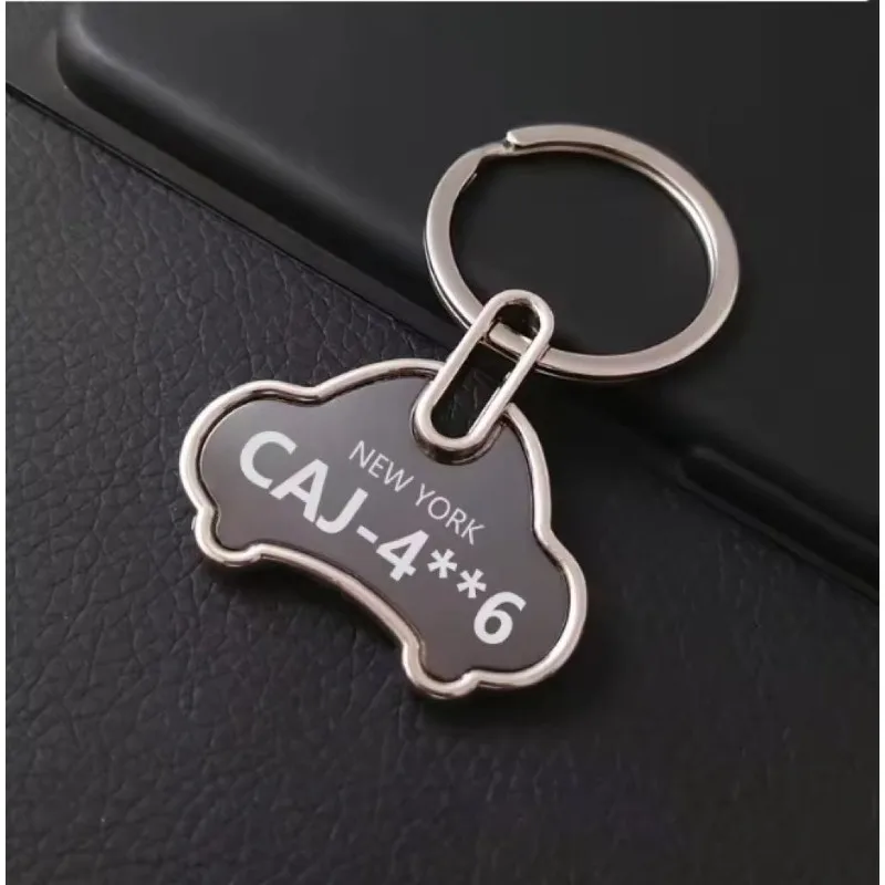 

Personalized Metal Keychain Custom Engraving Logo Name Keyring Plate Laser Marking Black Mirror Key Ring Chain Promotional Gift