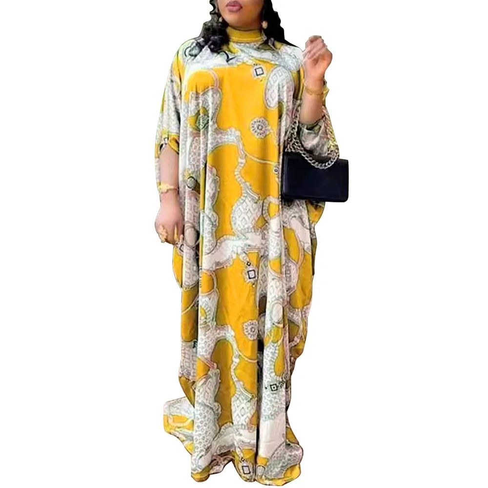 

African Print Party Dresses Abaya for Women Chiffon Boubou Robe Ankara Dashiki Africa Clothing Loose Kaftan Turkey Dubai Caftan
