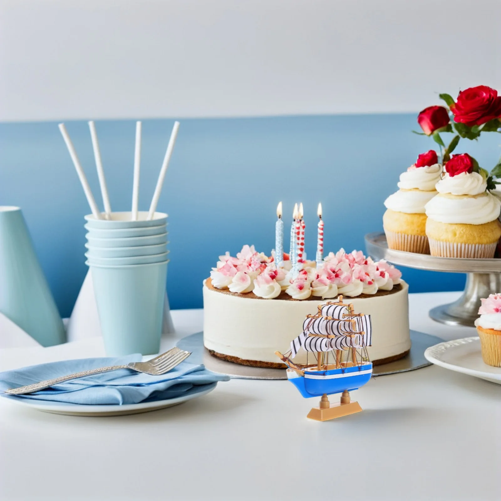 

Cake Decoration Beach Theme Plates Party Decorations Summer Chinese Wedding Desktop Sailboat Hawaiian Abs Topper Birthday Baby