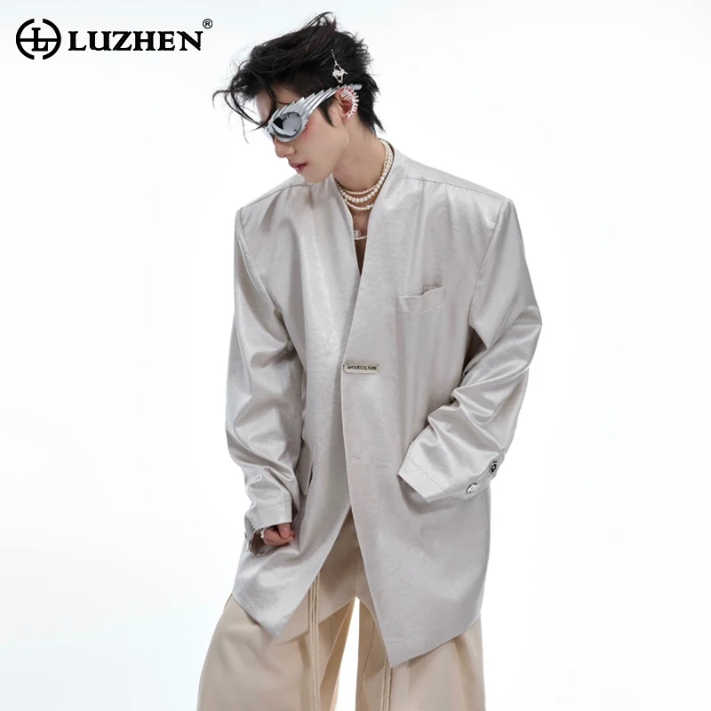 LUZHEN Stylish Personalized Elegant Solid Color Blazer Jacket Men\'s 2024 New Original Street Fashion Luxury Designer Coat LZ4055