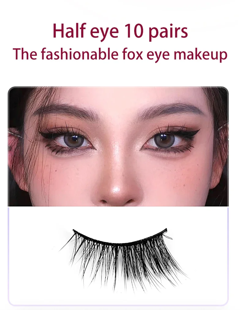 Goodobe Half Eye 10 Paar Natürliche Fuchsaugen-Make-up-Wimpern Süßer Coole Stil Flauschig Geeignet für Leichtes Make-up – Detail 3