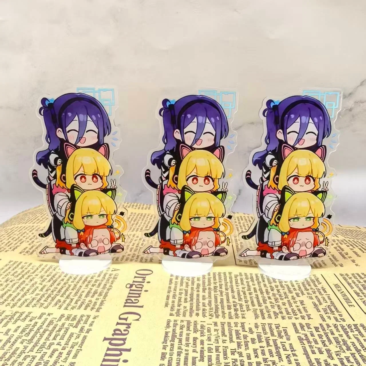 Blue Archive Nekomimi Stack Characters Acrylic Stand Arru Alice Midori Yuzu Cute Figure Desktop Decor Fans Collectible Gift 2pcs