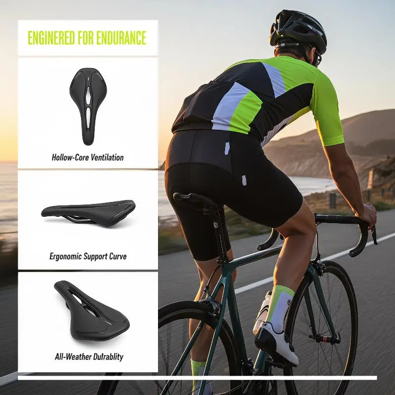 PU-Rennradsattel Ultraleicht Hohl Wasserdicht Ergonomisch für Radfahren, Training und Sport – Detail 10