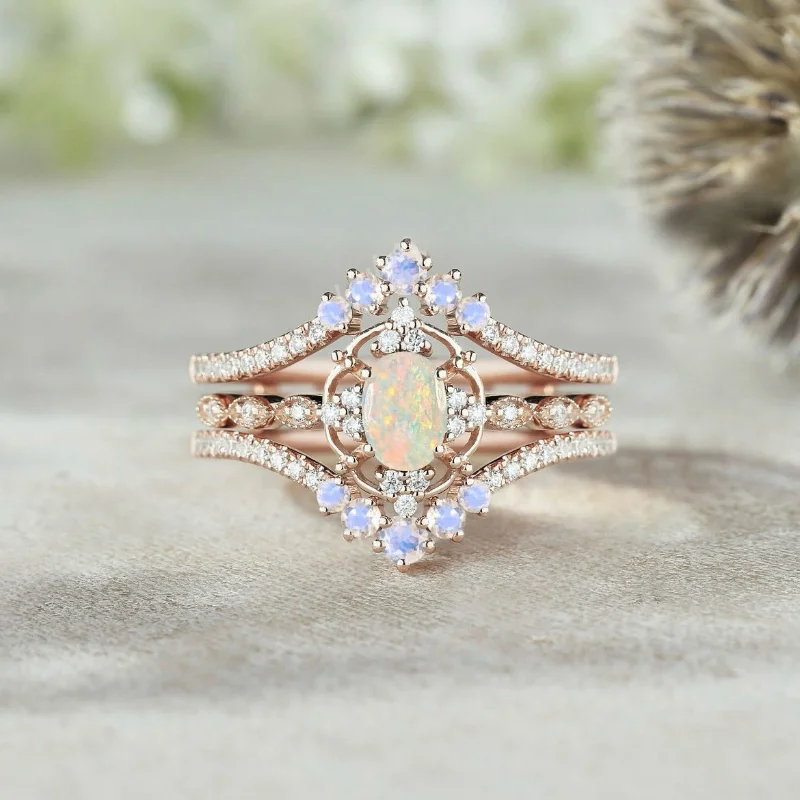 الأوروبية والأمريكية الموضة الجديدة شكل زهرة أوبال مطعمة شخصية فاخرة خاتم المرأة تنوعا #5