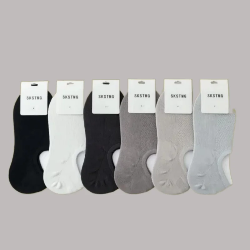 

5/10 Pairs Boat Socks Silicone Anti Slip Solid Color Cotton Socks Summer Thin Mesh Breathable Shallow 2024 Invisible Cut Socks