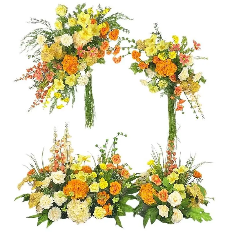 Wedding floor row Flower forest landscaping arrangement T-stage wedding stage floral arrangement Road guide garden