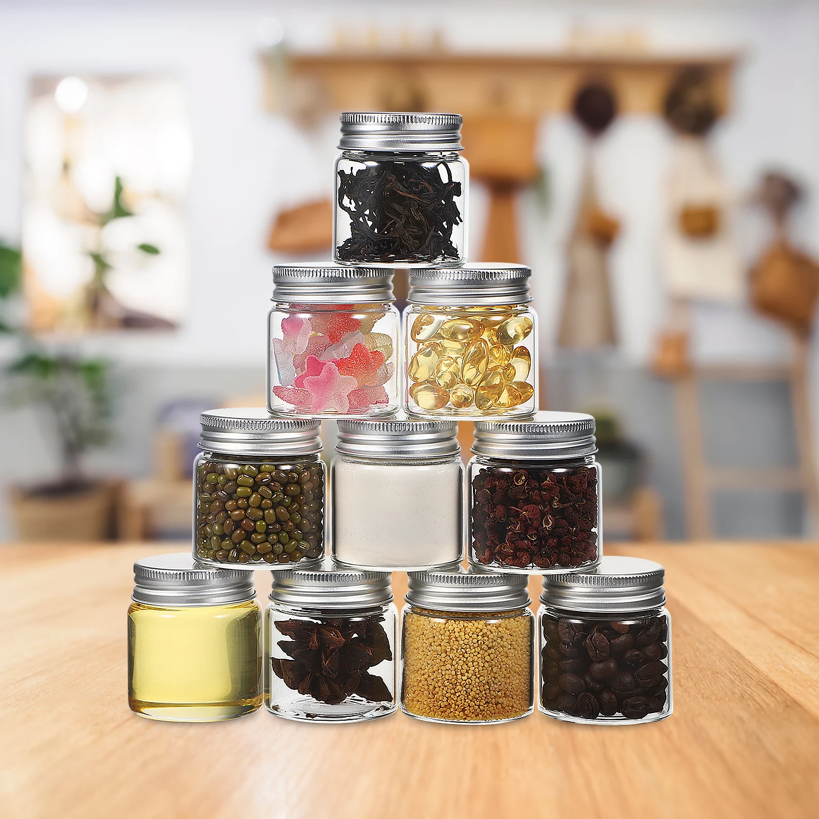 

20 Pcs Glass Jar Sealing Lid Kitchen Storage Containers Food Clear Jars with Mini