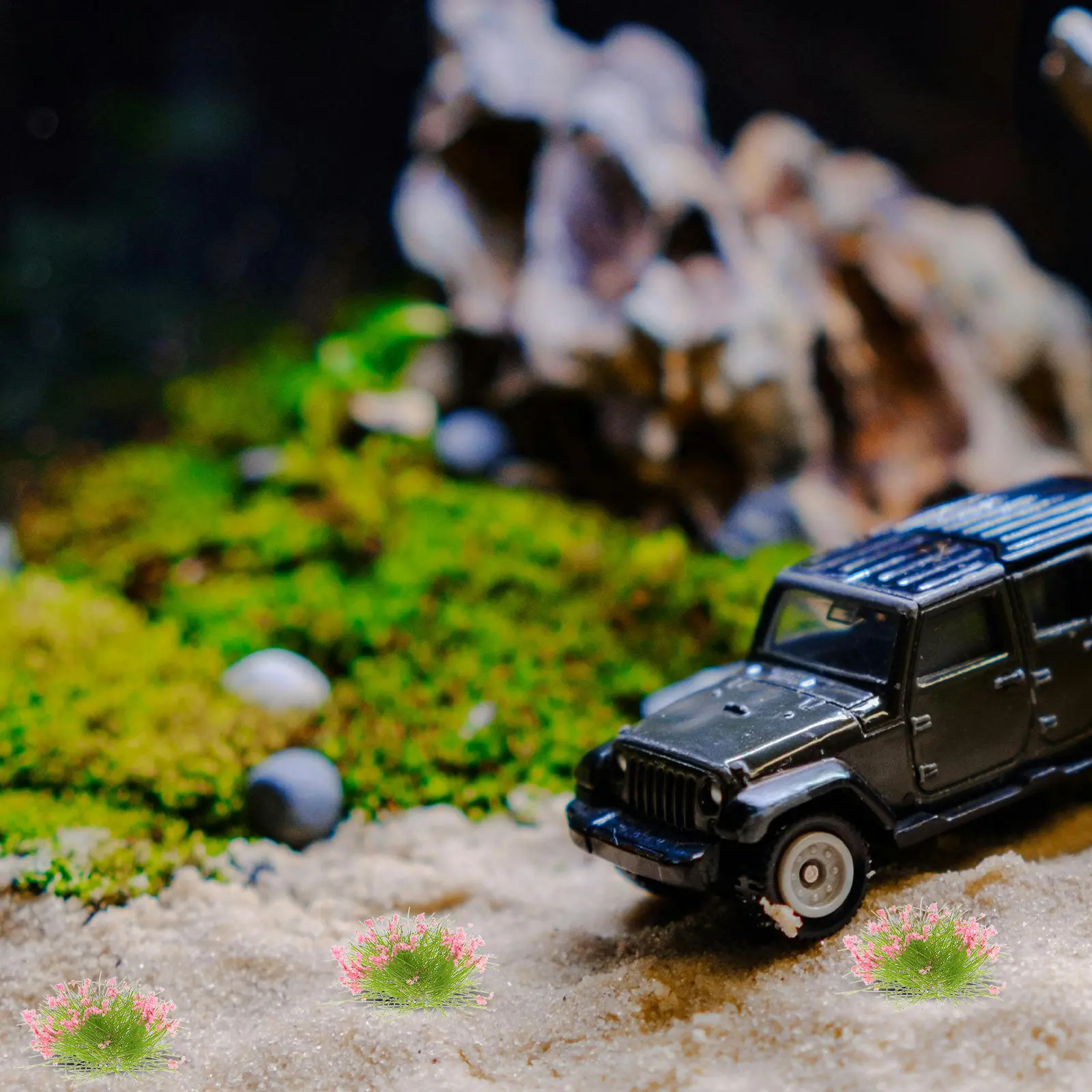 23Pcs Train Scenery Fire Car Grass Tufts Miniature Landscape Green Plastic Realistic Diorama Decoration Crafts Fake Trees