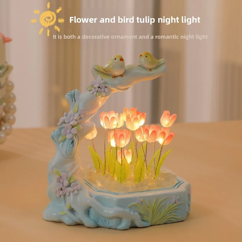 

Flowers Birds Tulips DIY Material Kit Night Lights Creative Ornaments Desktop Decorations Handicrafts Festive Atmosphere Gifts