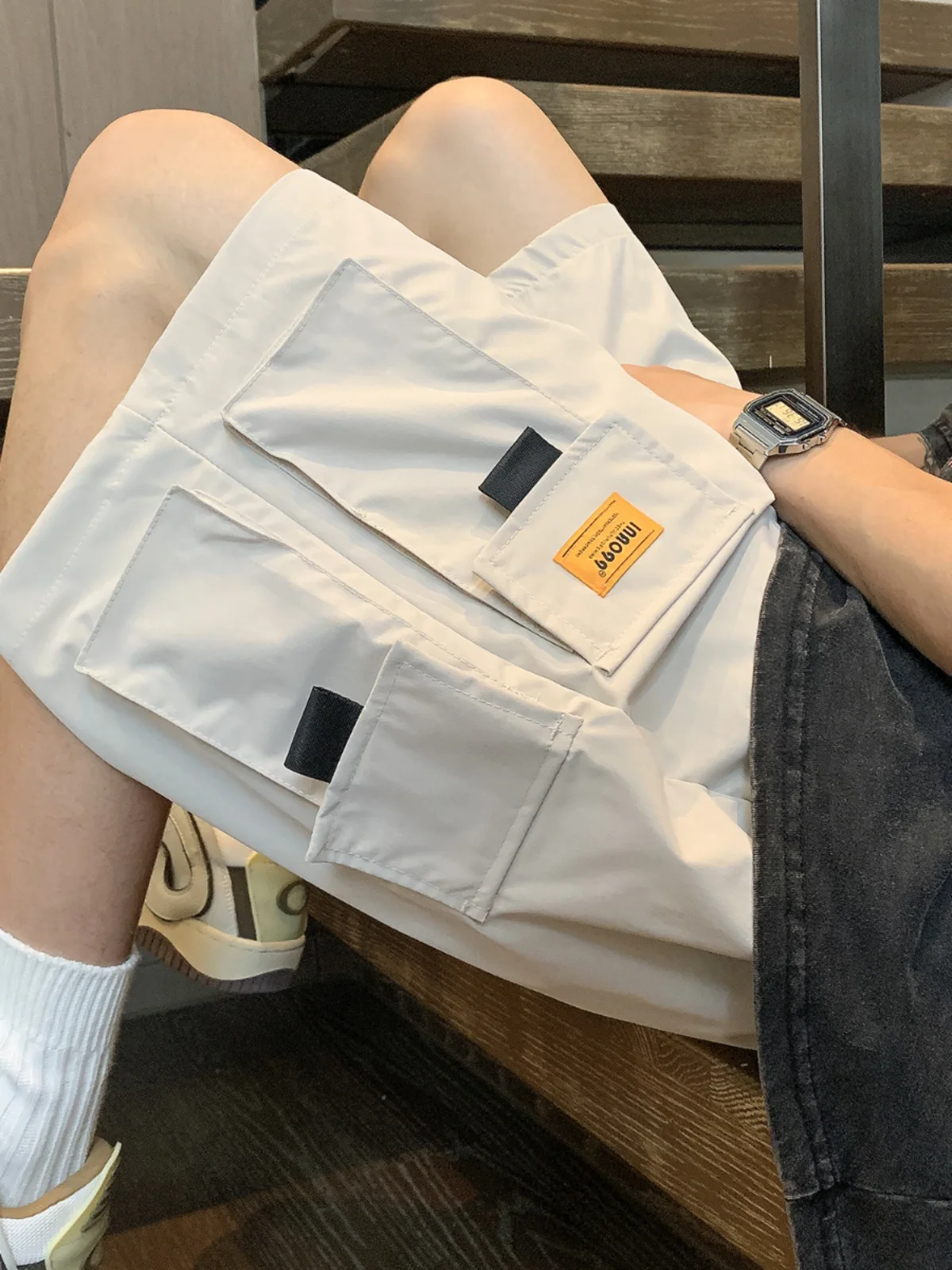 

Loose Fit Breathable Khaki Workwear orts Men's Summer Thin Sle Comfortable Large Size Trendy American Functional Five-Qua...