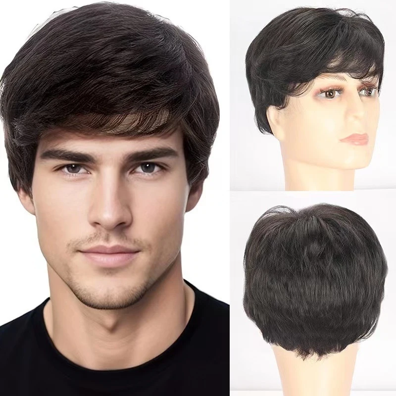 European and American men's , fashionable fluffy short hair synthetic fiber wigs