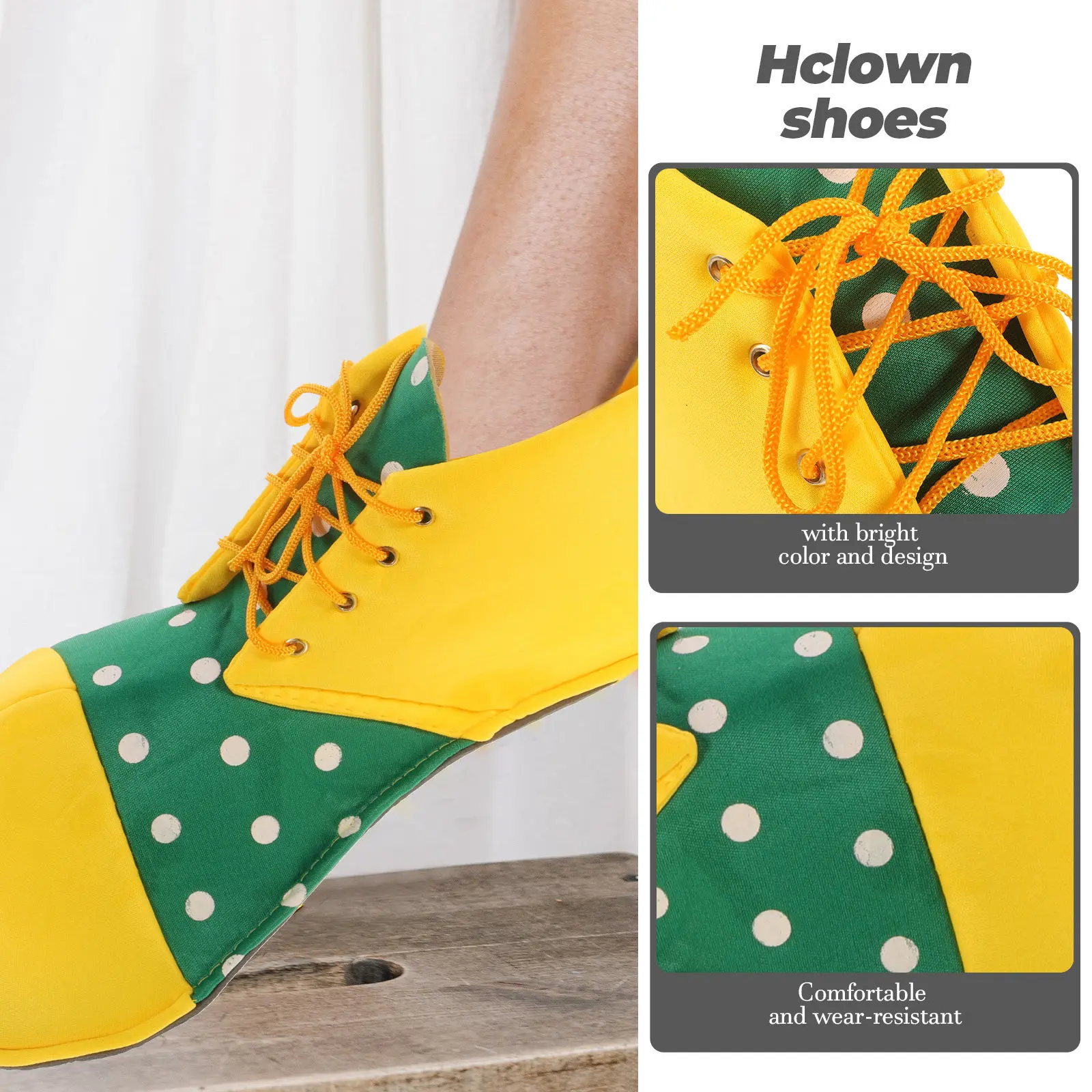 Adult Clown Shoes Oversized Fun Design Bright Colors Adjustable String Tie Easy on Off for Masquerade Carnival Halloween Party