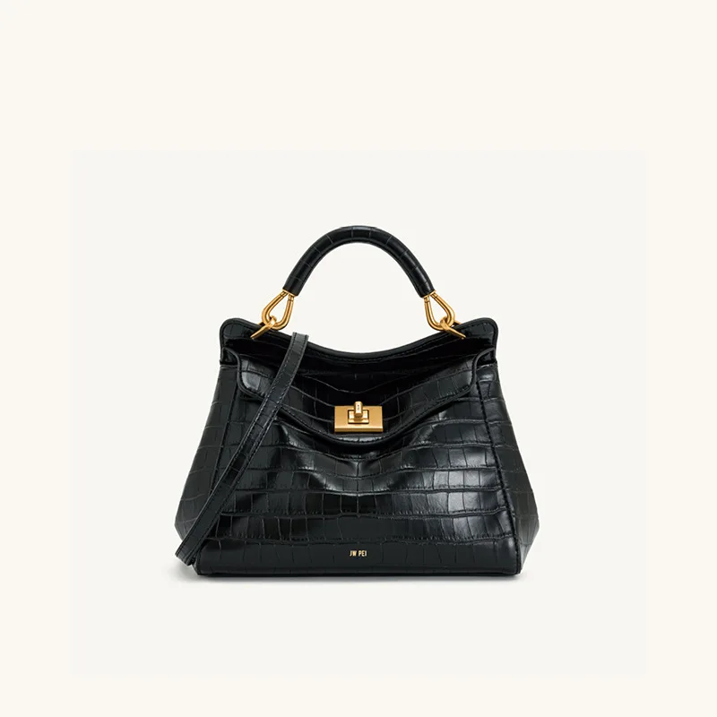 JW PEI Lente & Herfst gesp tas niche mode echt lederen schoudertas crossbody tas gesp high-end veelzijdige dames handtas