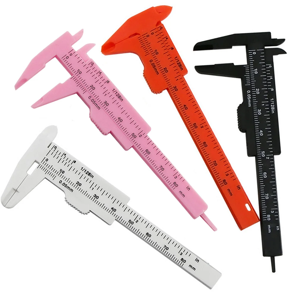 2pcs Portable Mini Sliding Vernier Caliper Gauge 0-80mm Scale Gauge Student Ruler Measure Tools Plastic Ruler Micrometer