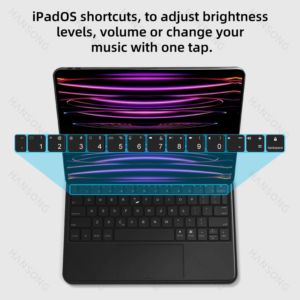 Capa de Teclado Mágico para iPad, iPad Pro 11, 12.9, 4th, 5th, 6th, Air, 4th, 5th, 10.9, Backlit Keyboard Cover