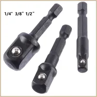 3pc Impact Socket Adapter 1/4 3/8 1/2 Inch Nut Driver Sockets Hex Shank Extension For Screwdriver Handle Tool