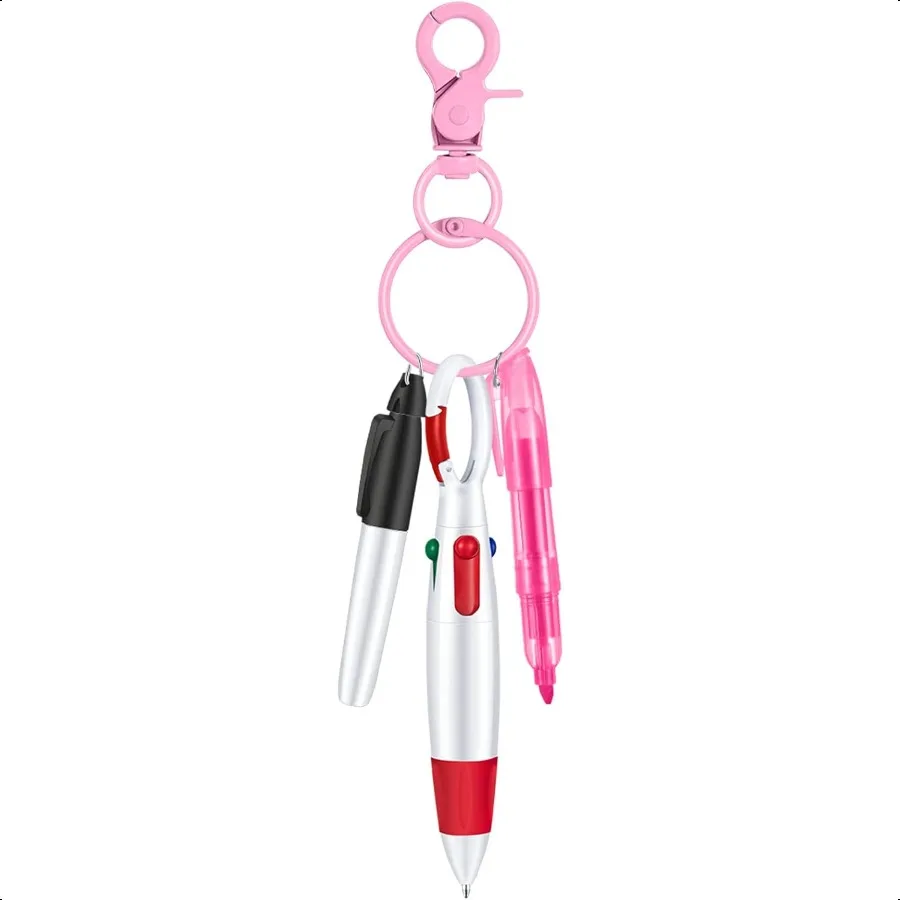 

Badge Pens for s Include Tip Permanent Marker Pen Retractable Ballpoint with Nursing Keychain Clip Pink